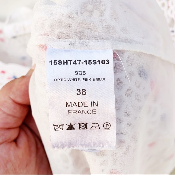 CHLOÉ Optic White Guipure Lace Cutout Blouse Sz 6 - Picture 11 of 13